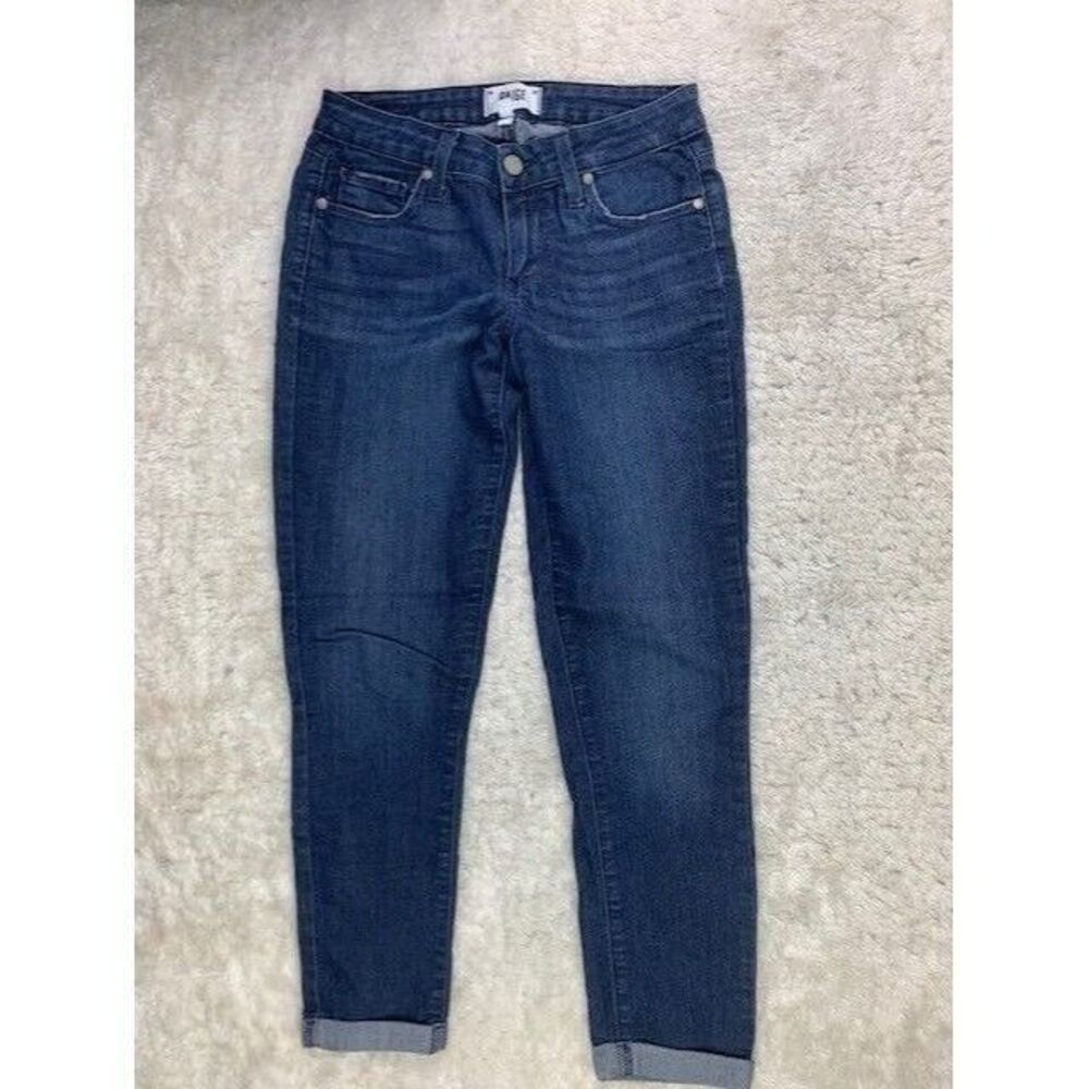 Paige Size 24 Womens Jeans Kylie Crop Stretch Low Rise Rolled Cuff Dark Wash